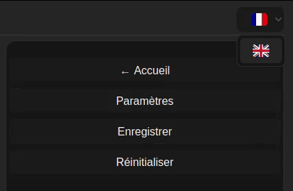 Visionary language menu switching between French and English